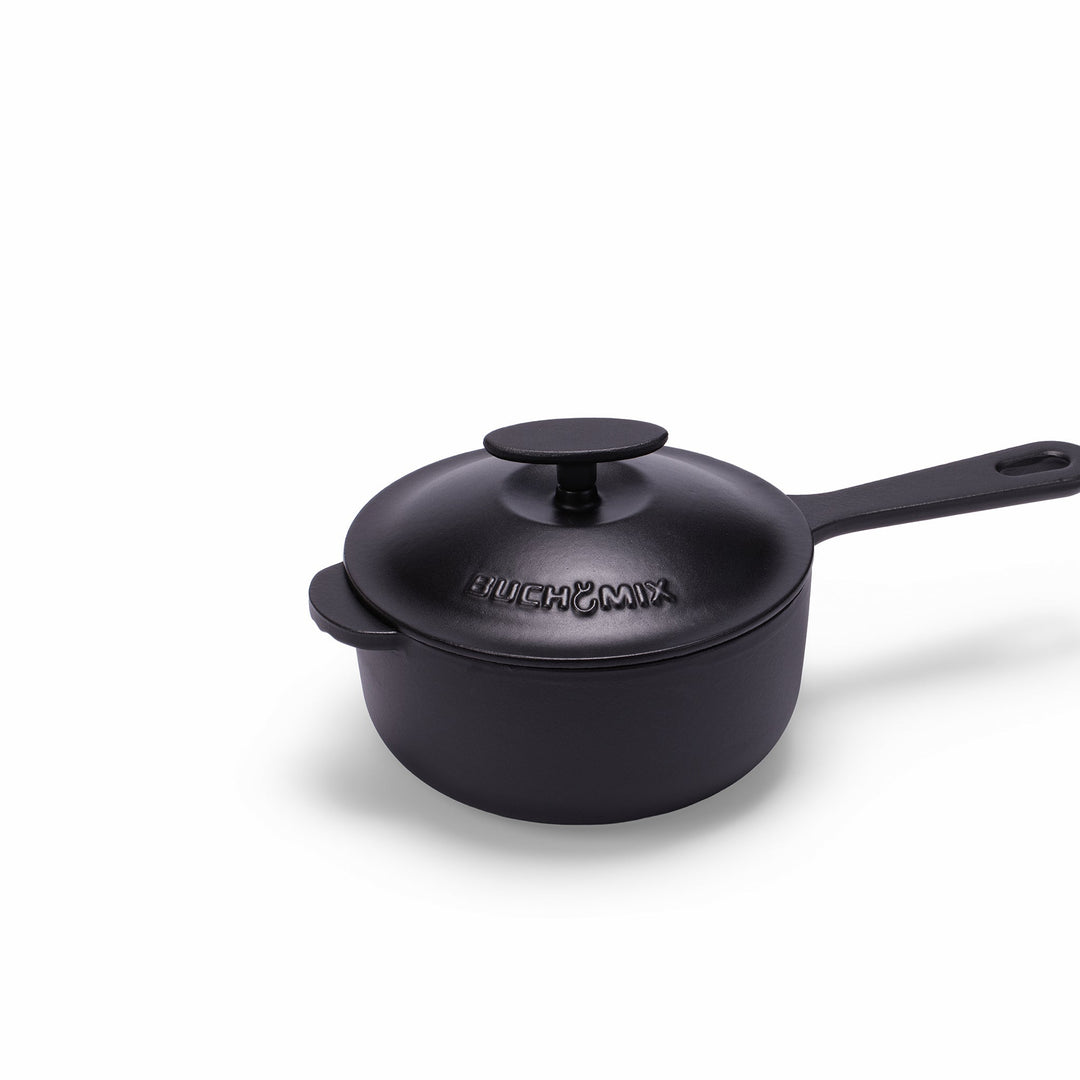 2-Quart Premium Enameled Cast Iron Saucepan with Lid - Buchymix UK
