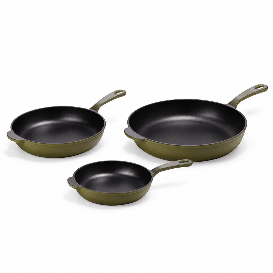3-Piece Premium Enameled Cast Iron Skillet Set - Buchymix UK