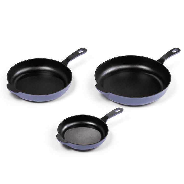 3-Piece Premium Enameled Cast Iron Skillet Set - Buchymix UK