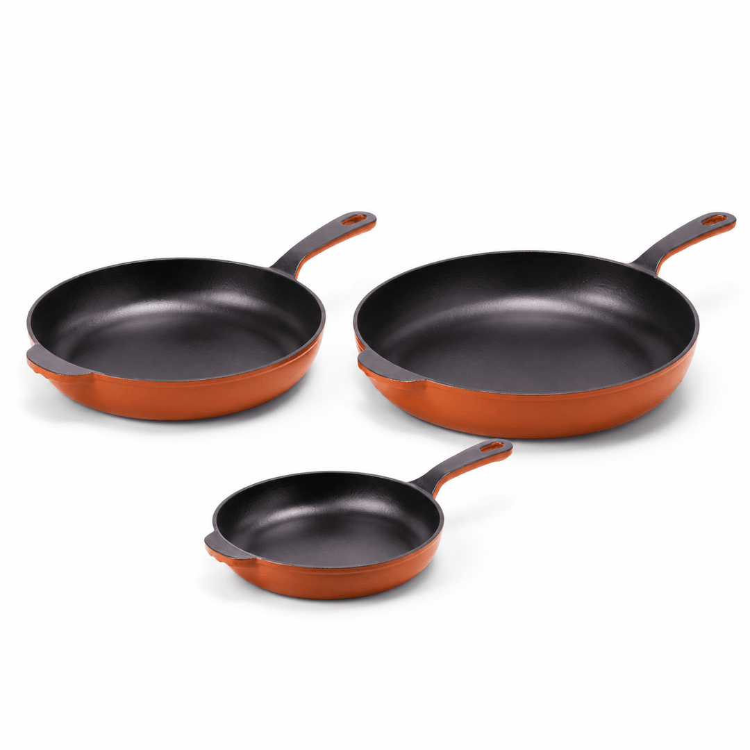 3-Piece Premium Enameled Cast Iron Skillet Set - Buchymix UK