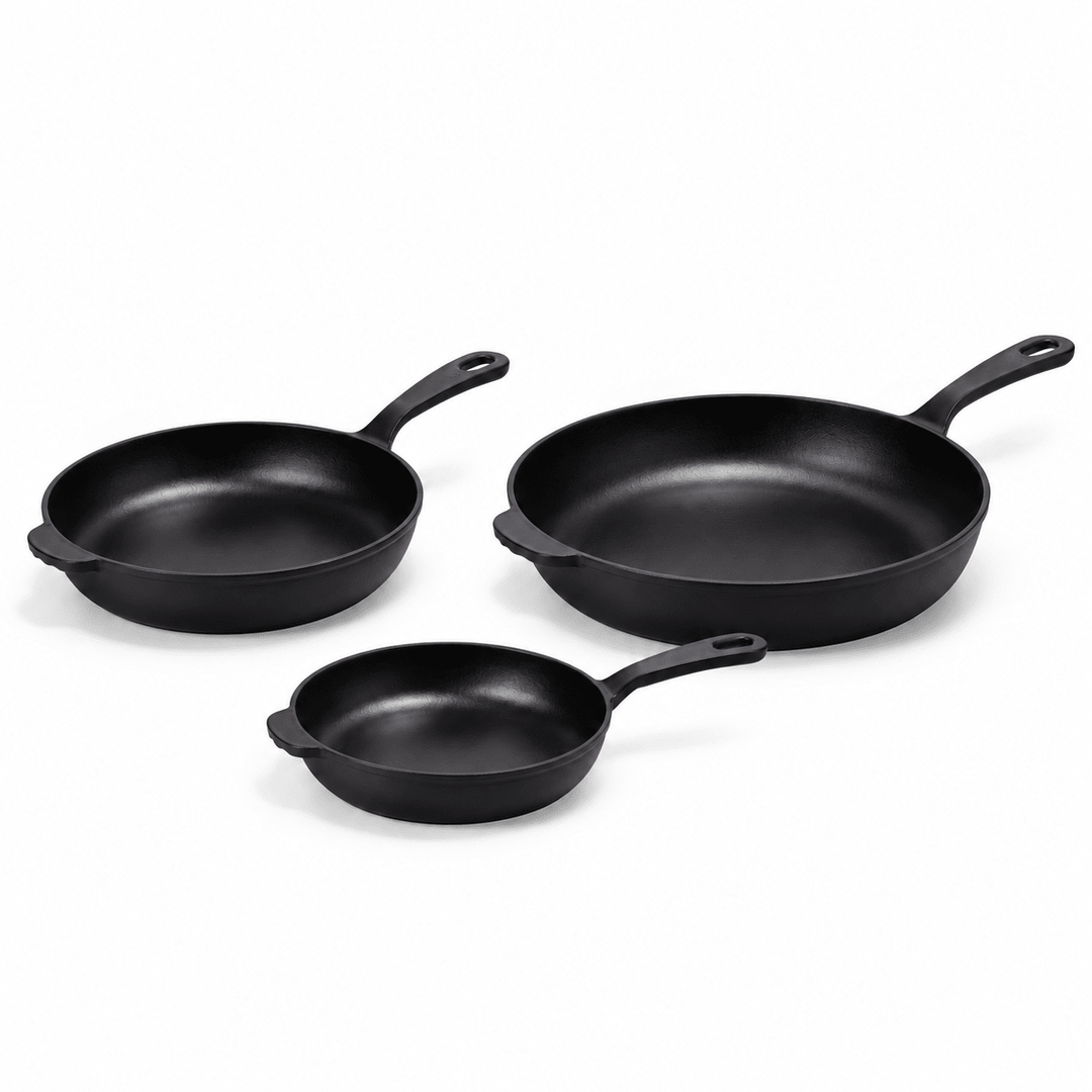 3-Piece Premium Enameled Cast Iron Skillet Set - Buchymix UK