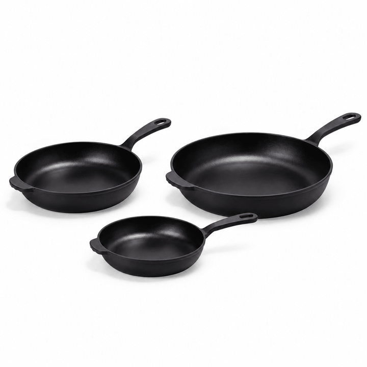 3-Piece Premium Enameled Cast Iron Skillet Set - Buchymix UK