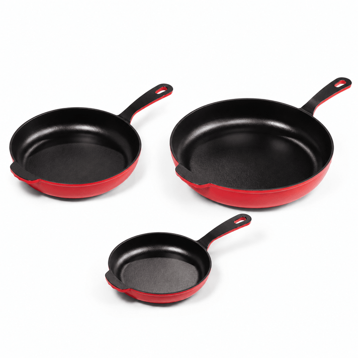 3-Piece Premium Enameled Cast Iron Skillet Set - Buchymix UK