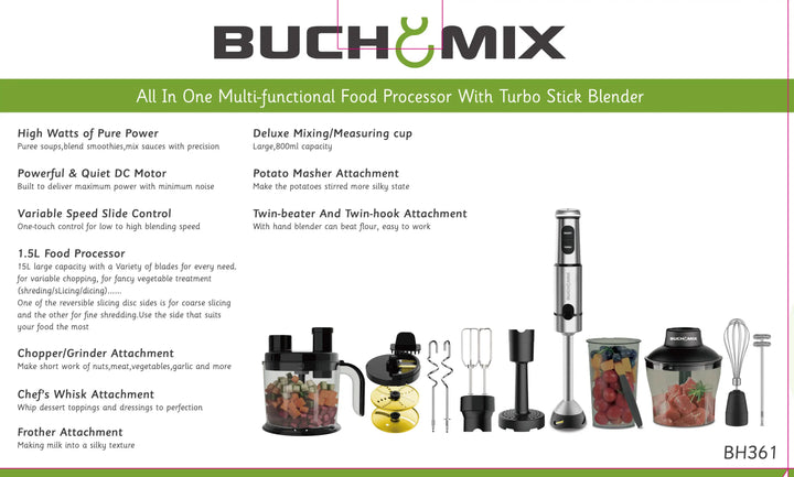 All In 1 Food processor + Turbostick Immersion Blender