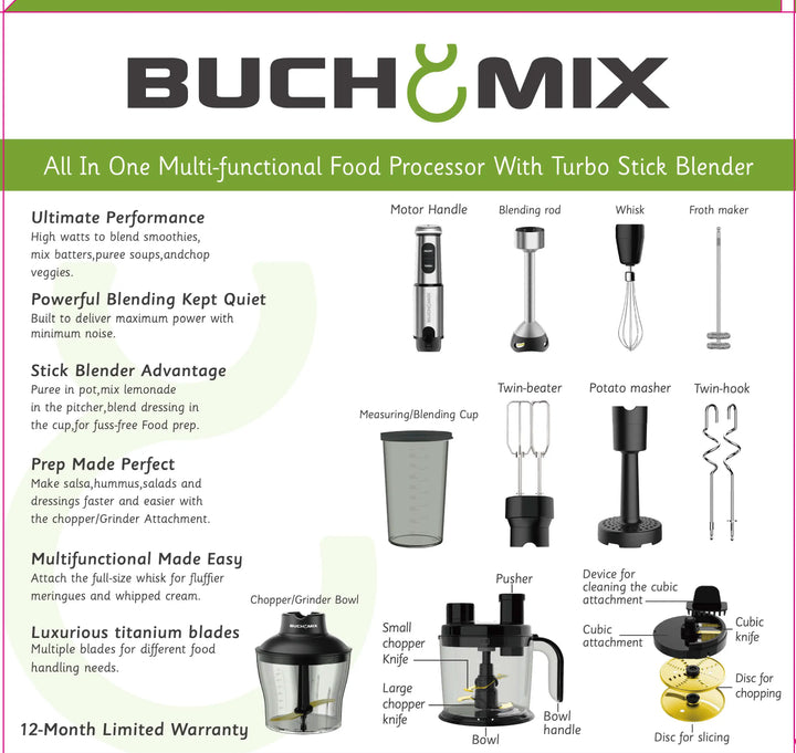 All In 1 Food processor + Turbostick Immersion Blender