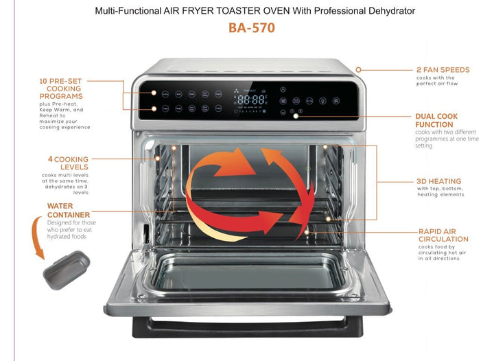 All in one Large Capacity Professional Dehydrator & Air Fryer Oven -22L - Buchymix UK