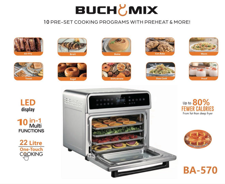 All in one Large Capacity Professional Dehydrator & Air Fryer Oven -22L - Buchymix UK