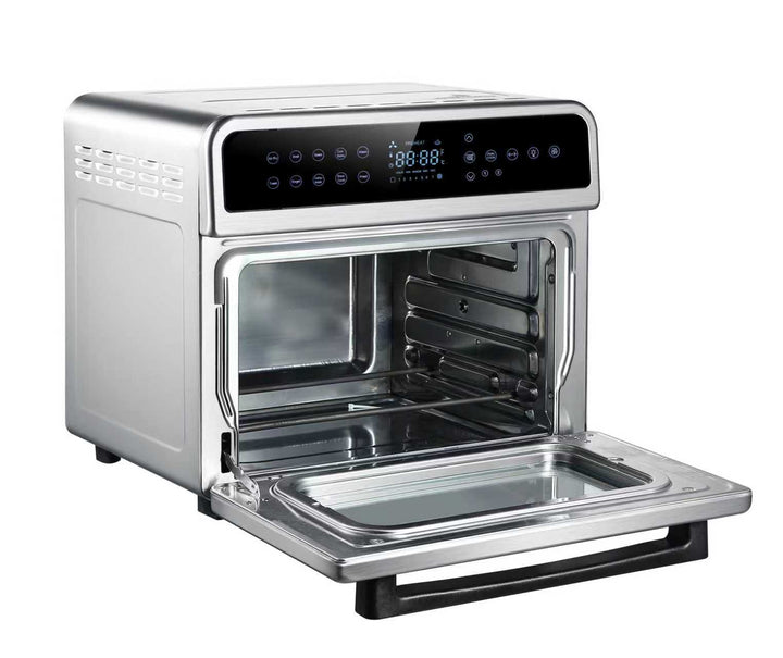 Dual Compartment 28L French Door Air Fryer Oven - All Stainless Steel Accessories - Buchymix UK