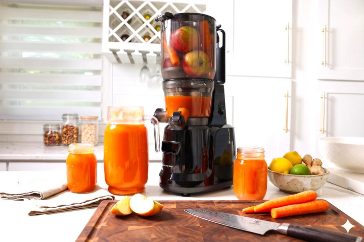 Hands Free Cold Pressed Batch Juicer With Heavy Duty Motor with Citrus Juicer - Buchymix UK