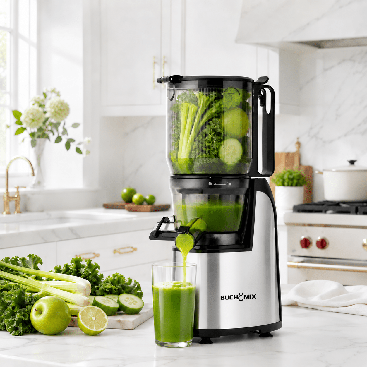 Hands-Free Cold Pressed Slow Juicer with large Loading Bowl- BJ30 - Buchymix UK