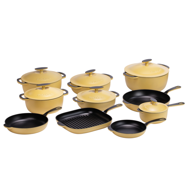 Full Set of 22-Piece Premium Enameled Cast Iron Cookware